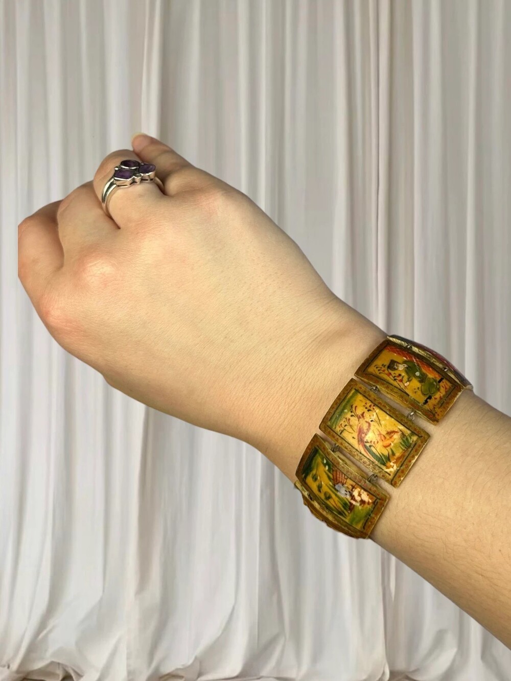 Vintage Russian Lacquer Hand-Painted Bracelet